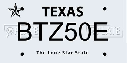 BTZ50E Texas License Plate