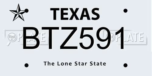 BTZ591 Texas License Plate