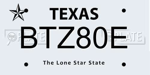 BTZ80E Texas License Plate