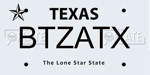 BTZATX Texas License Plate