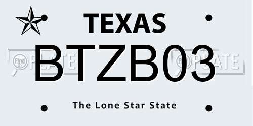 BTZB03 Texas License Plate