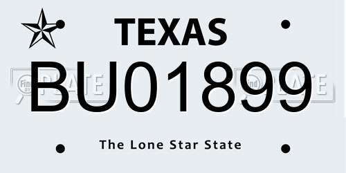BU01899 Texas License Plate
