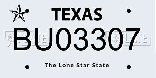 BU03307 Texas License Plate