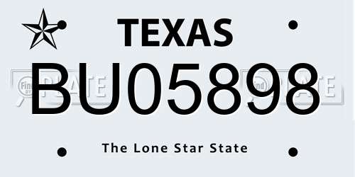 BU05898 Texas License Plate