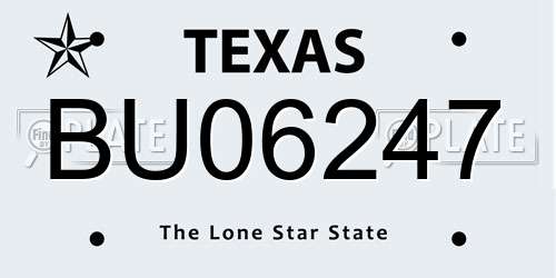 BU06247 Texas License Plate