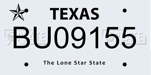 BU09155 Texas License Plate