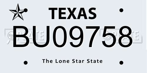BU09758 Texas License Plate