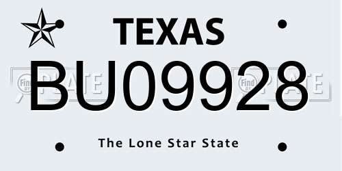 BU09928 Texas License Plate