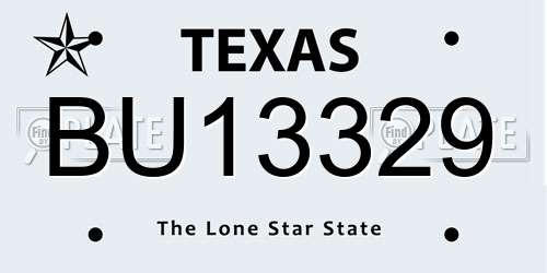 BU13329 Texas License Plate