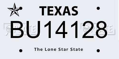 BU14128 Texas License Plate