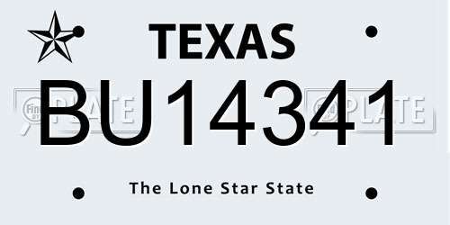 BU14341 Texas License Plate