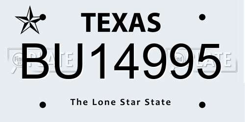 BU14995 Texas License Plate