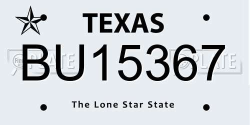 BU15367 Texas License Plate