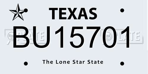 BU15701 Texas License Plate
