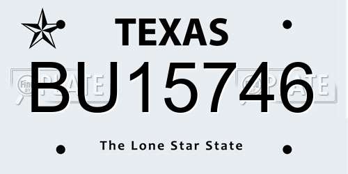 BU15746 Texas License Plate
