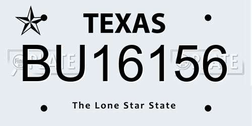 BU16156 Texas License Plate