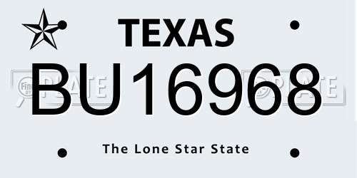 BU16968 Texas License Plate