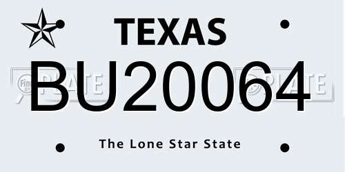 BU20064 Texas License Plate