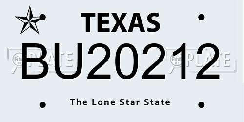 BU20212 Texas License Plate