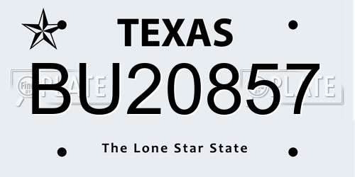 BU20857 Texas License Plate