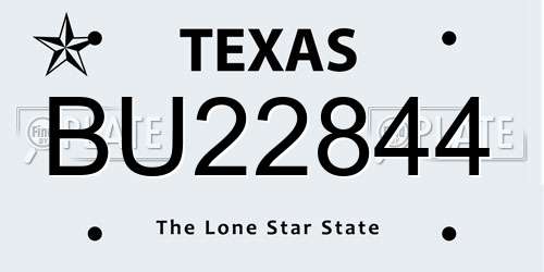 BU22844 Texas License Plate
