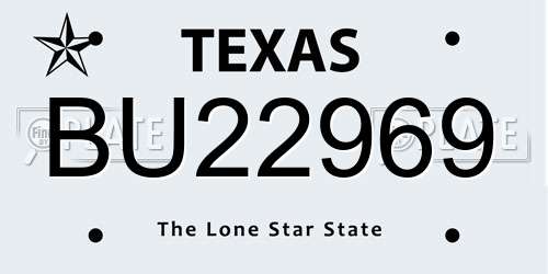 BU22969 Texas License Plate
