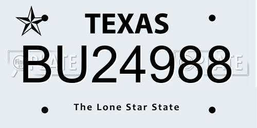BU24988 Texas License Plate