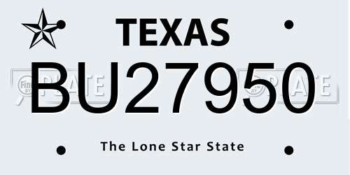BU27950 Texas License Plate