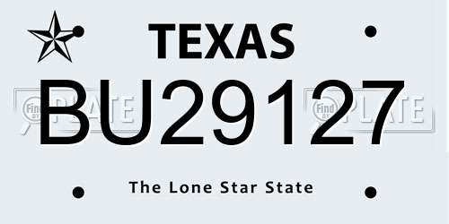 BU29127 Texas License Plate
