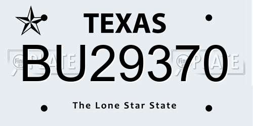 BU29370 Texas License Plate