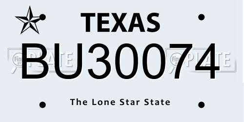 BU30074 Texas License Plate