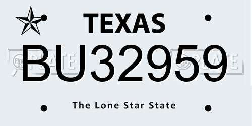 BU32959 Texas License Plate