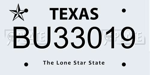 BU33019 Texas License Plate