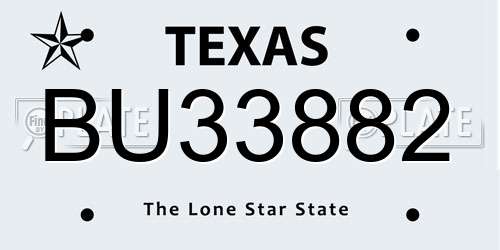 BU33882 Texas License Plate