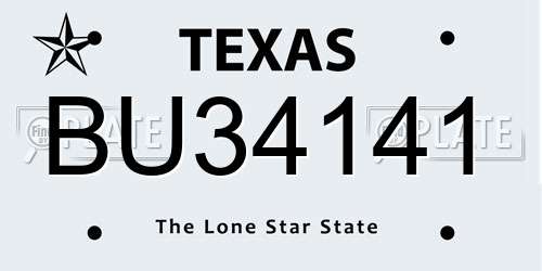 BU34141 Texas License Plate