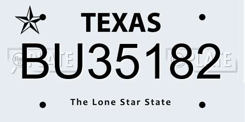 BU35182 Texas License Plate