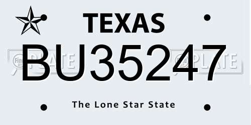 BU35247 Texas License Plate