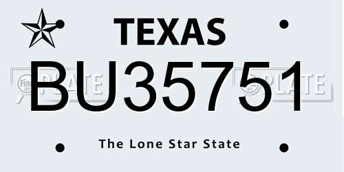 BU35751 Texas License Plate