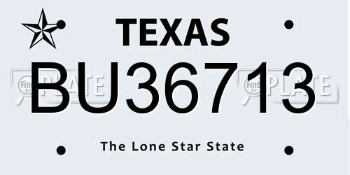 BU36713 Texas License Plate