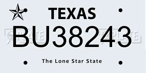 BU38243 Texas License Plate