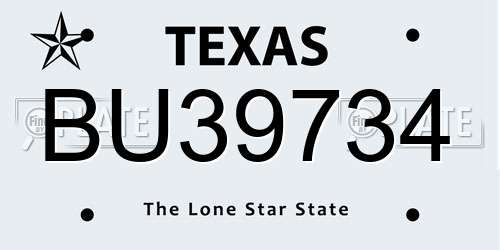 BU39734 Texas License Plate