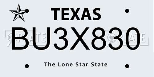 BU3X830 Texas License Plate