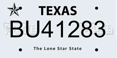 BU41283 Texas License Plate