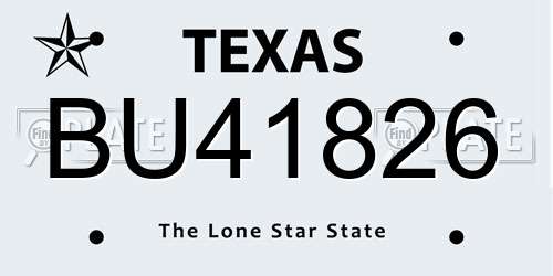 BU41826 Texas License Plate