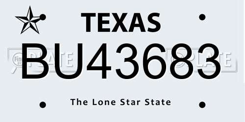 BU43683 Texas License Plate