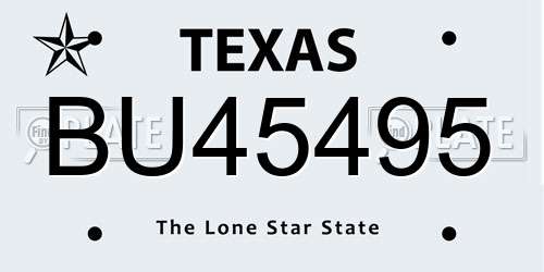 BU45495 Texas License Plate