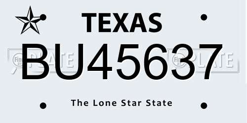 BU45637 Texas License Plate