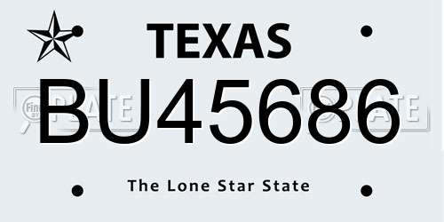 BU45686 Texas License Plate