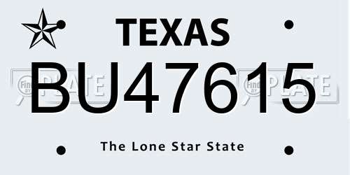 BU47615 Texas License Plate