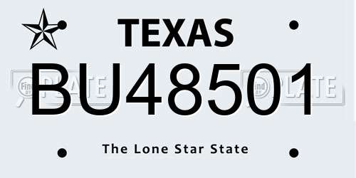 BU48501 Texas License Plate